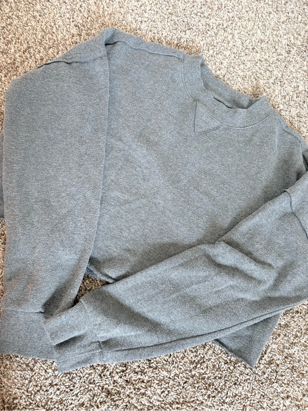 Cropped Crewneck Sweater Pullover - Gray